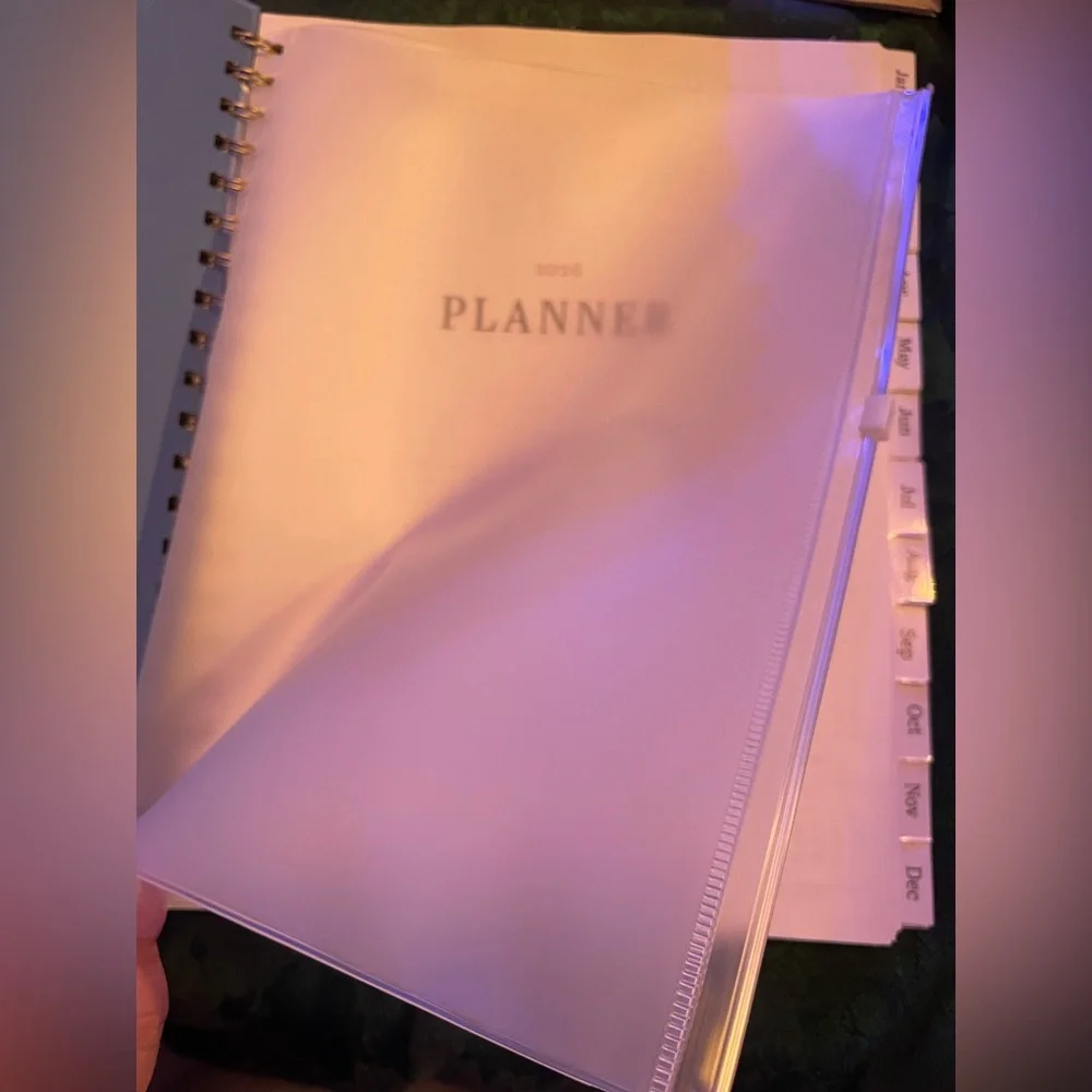 Hardcover Large 2026 Organizational Planner, Monthly and Weekly, Blue Watercolor